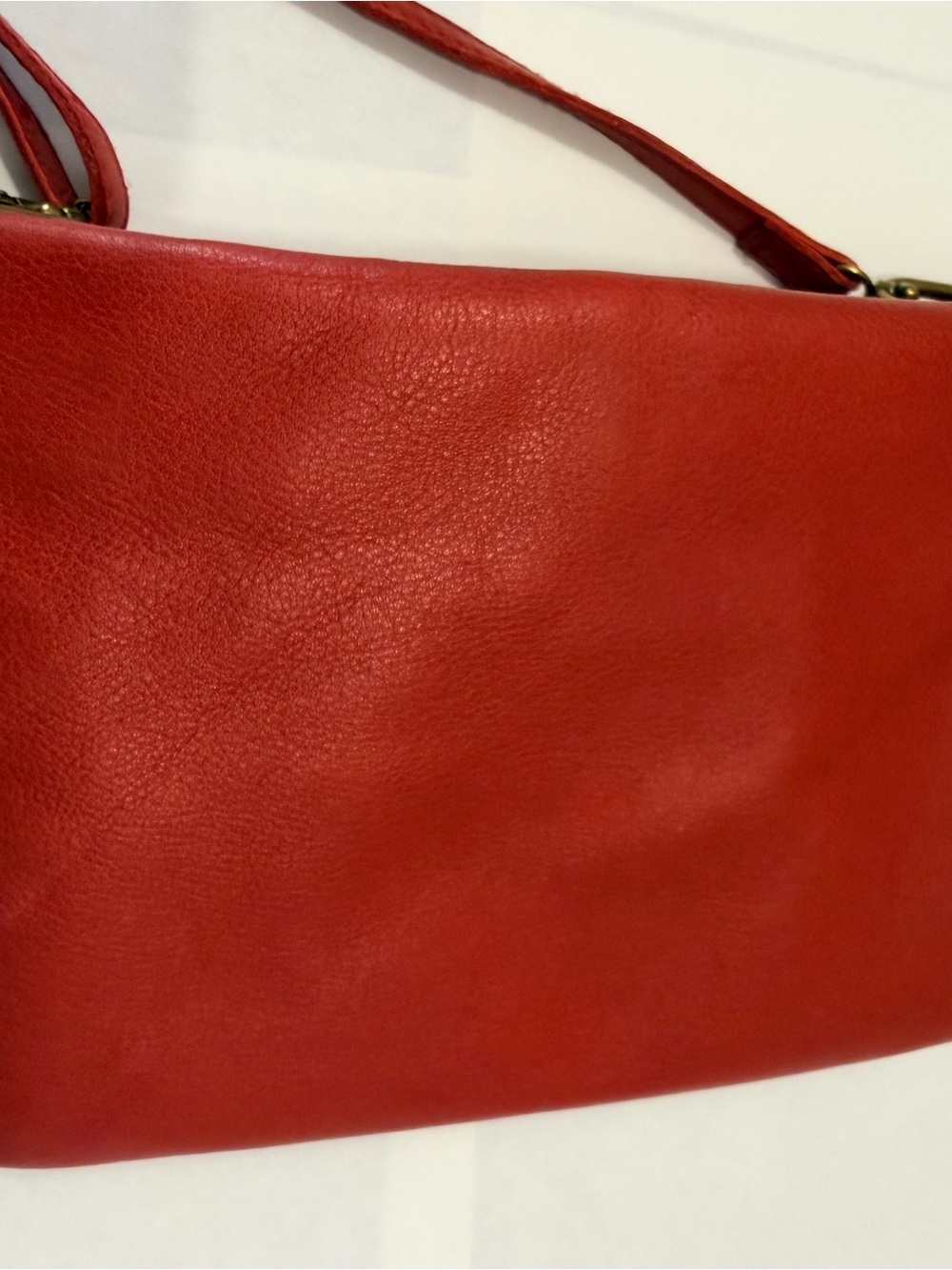 Madewell Red Leather Quilted Crossbody Bag - Picture 1 of 11